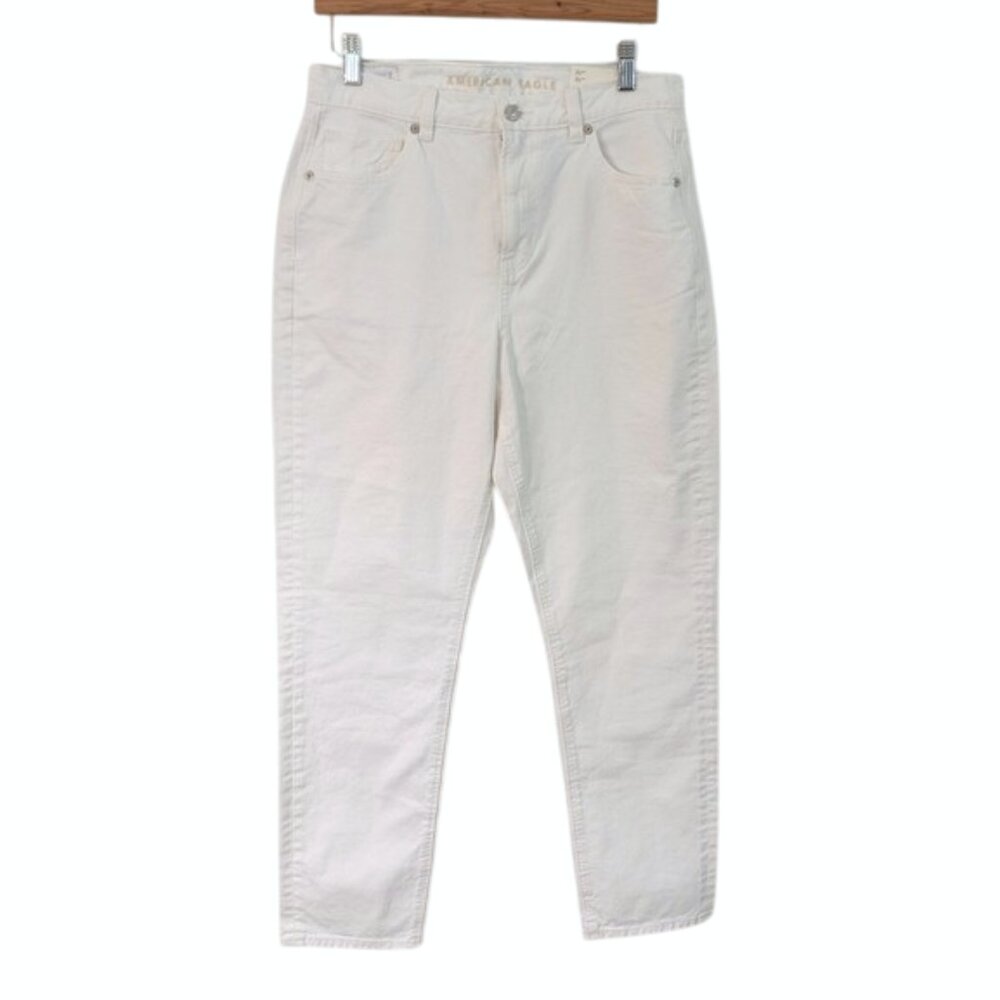 NWT American Eagle Crisp White Super High Rise‎ Mom Jeans Size 8 Regular 29W